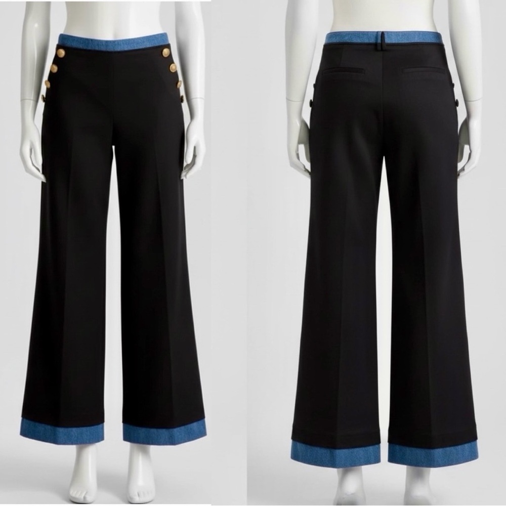 Alice + Olivia Narin Button Front Women’s Nautical Inspired Jeans Trouser Pant - Picture 9 of 10
